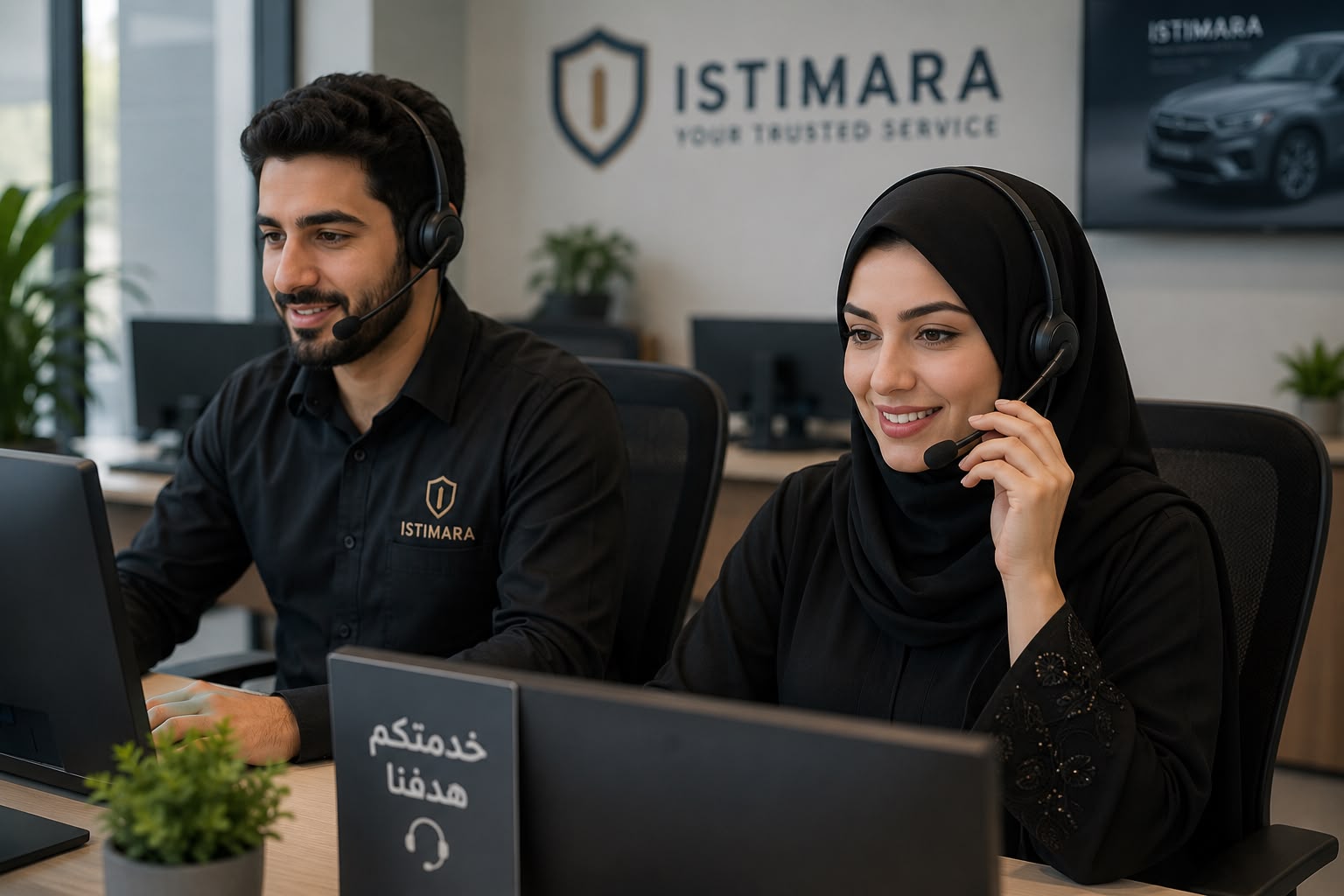 ISTIMARA customer care team answering calls with headsets